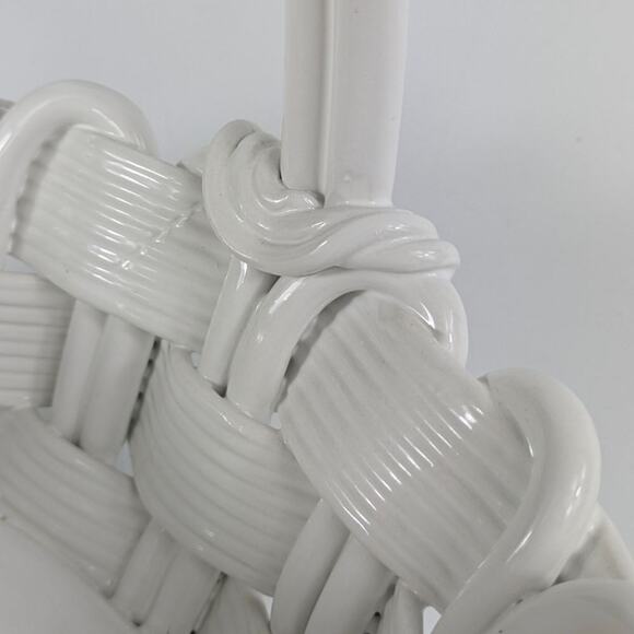 Handmade Italian Fused Glass Christmas Basket Veitri White Centerpiece Holiday - Picture 9 of 16